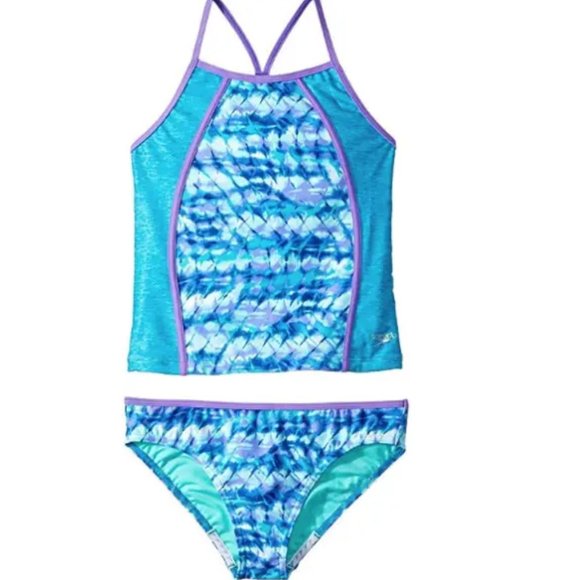 Speedo Girl's Tankini 2-Piece Swimsuit Rhythmic Tie Dye